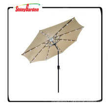 Parapluie extérieur de 8 nervures en aluminium avec la lumière blanche fraîche de 32 LED